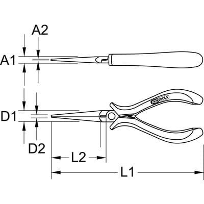 KS Tools ESD Spitzzange, gerade, ohne Hieb, 130 mm gerade, kurze Backen mit ultrafeinen Spitzen