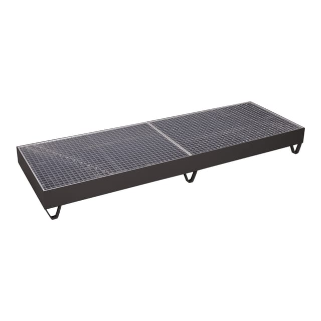 VarioFit Auffangwanne mit Gitterrost für 4 Fässer 200 L RAL 7016 anthrazitgrau