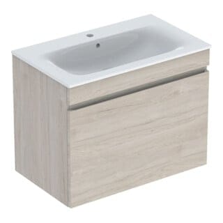 Geberit Möbelwaschtisch-Set Renova Plan 80x62,2x48cm, KP Nussb he besch., WT we.
