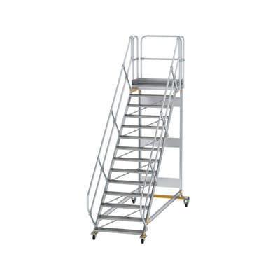 MUNK Aluminium-Plattformtreppe fahrbar 45° 14 Stufen