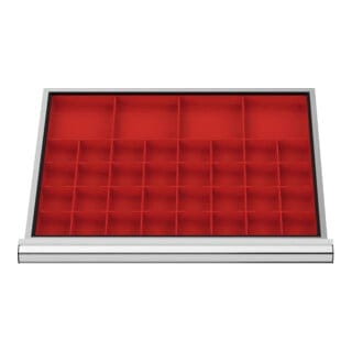 STIER Schubladeneinteilung Kleinteilekästen BLH 50 mm Innenmaß 600x450 mm 32 KTK 75x75 mm