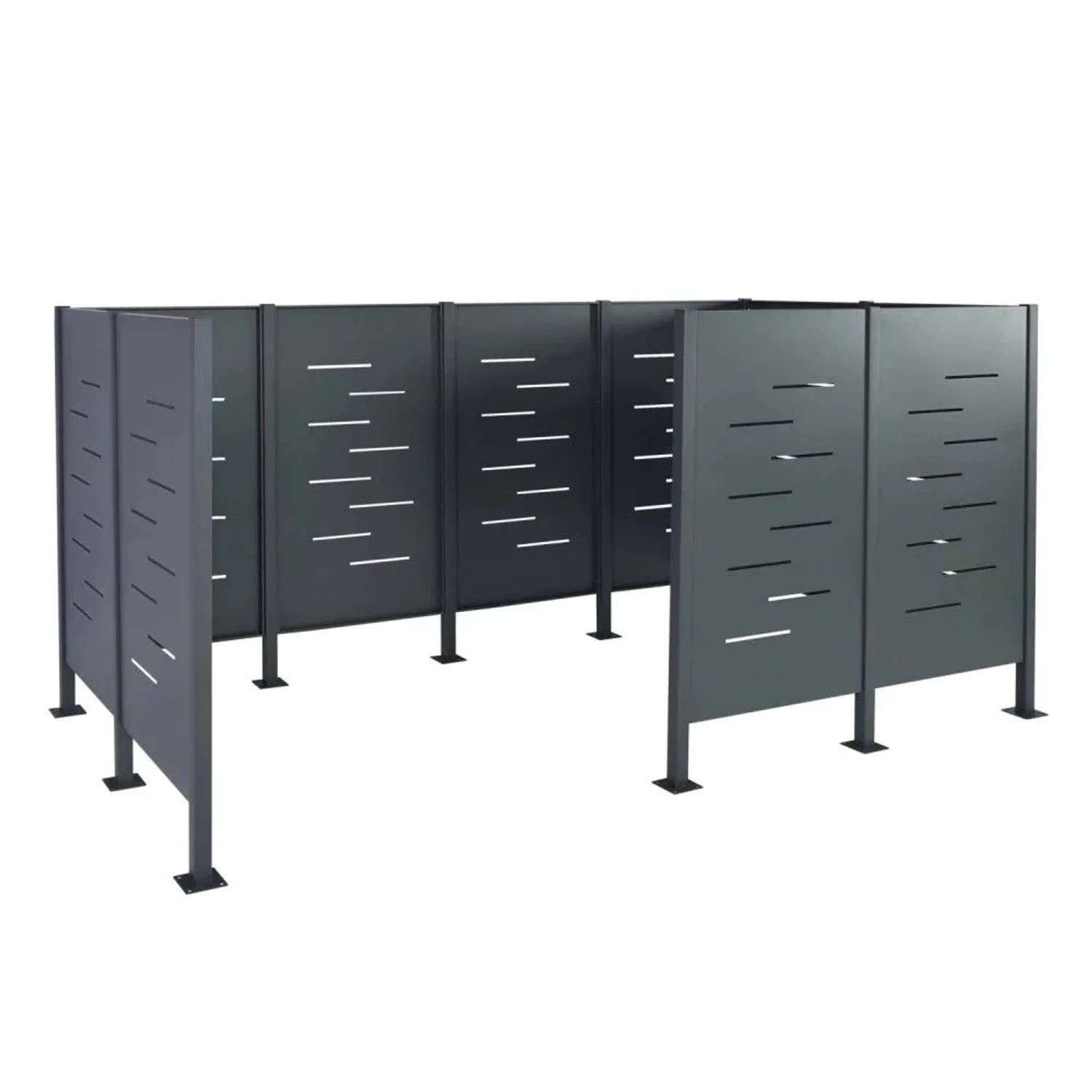 MCW Mülltonnen-Zaun J55 Metall Anthrazit 151x326x166cm