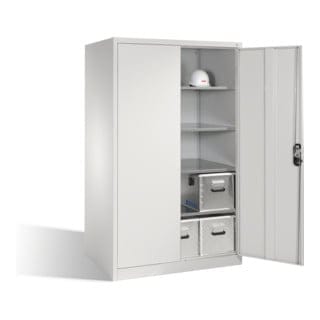C+P Werkzeugschrank XXL mit Drehtüren, innen 4 Böden, H1950xB1200xT800mm Front Lichtgrau Korpus Lichtgrau