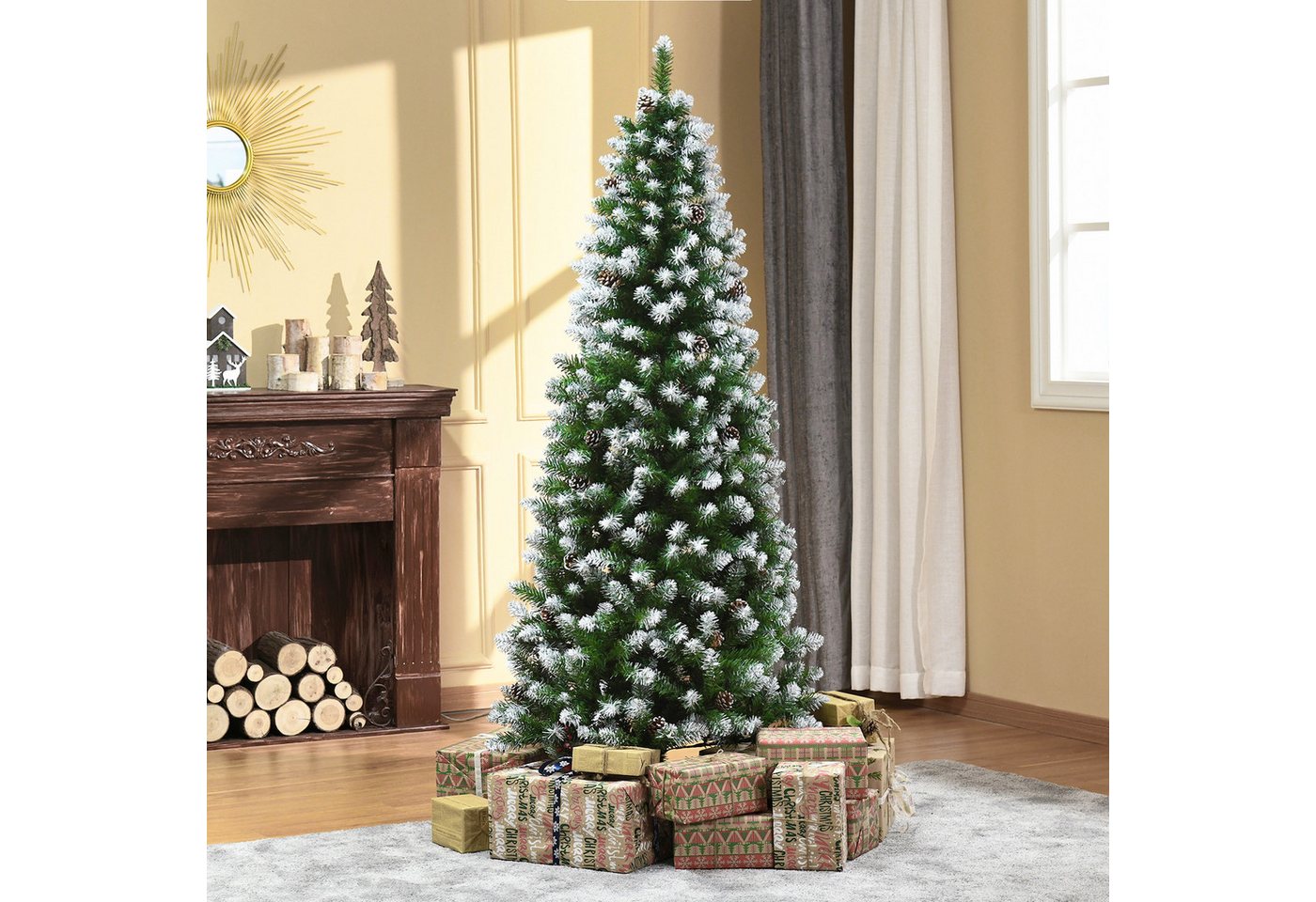 HOMCOM Künstlicher Weihnachtsbaum 180cm mit Kunstschnee 630 Astspitzen Bild 3