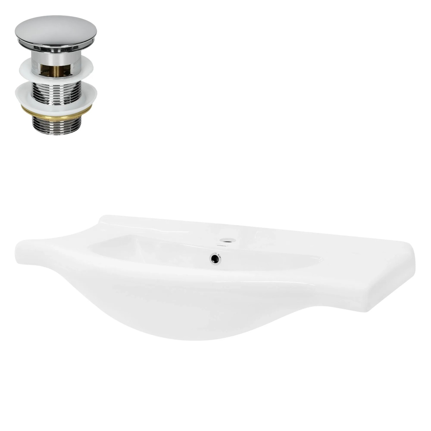 LuxeBath Waschbecken Keramik Weiß 86x21,5x51,5 cm inkl Ablaufgarnitur