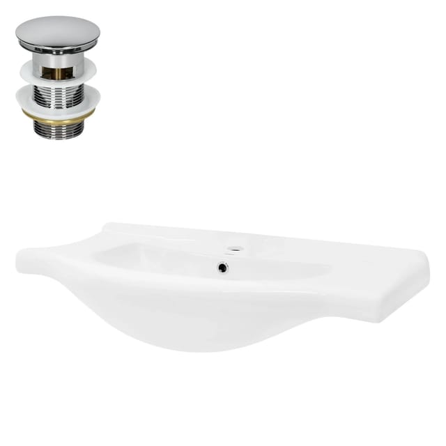 LuxeBath Waschbecken Keramik Weiß 86x21,5x51,5 cm inkl Ablaufgarnitur