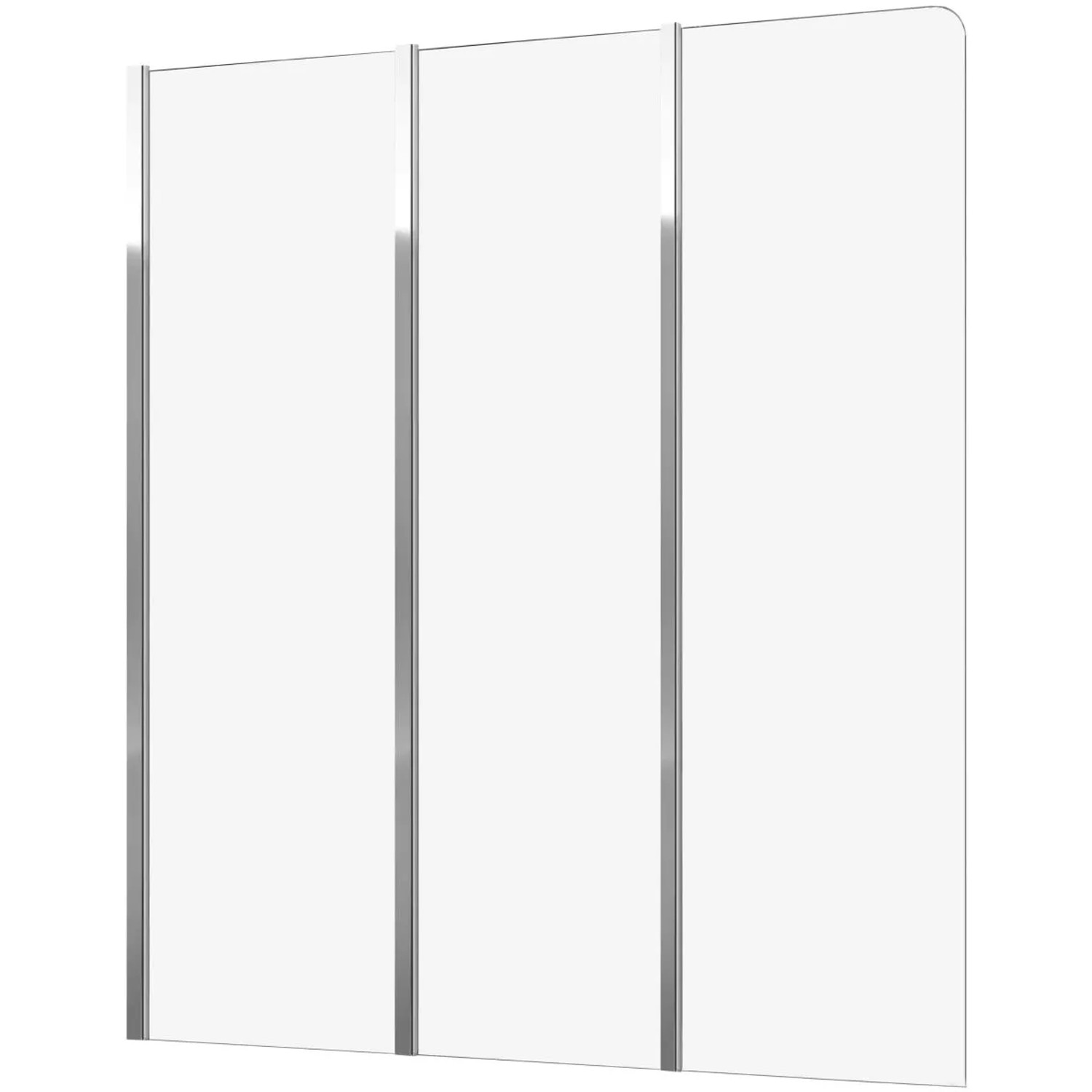 KOLMAN Badewannenaufsatz 3-teilig 120x140 cm ESG 5 mm Klarglas Silber