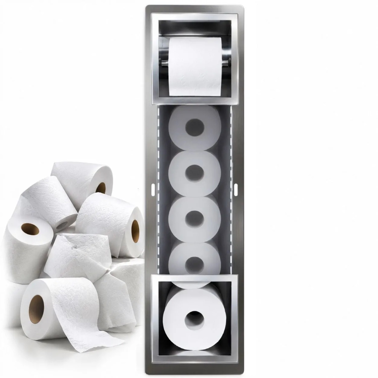 KOLMAN WC-Rollenhalter Unterputz 74 x 20,8 x 14,7 cm Silber