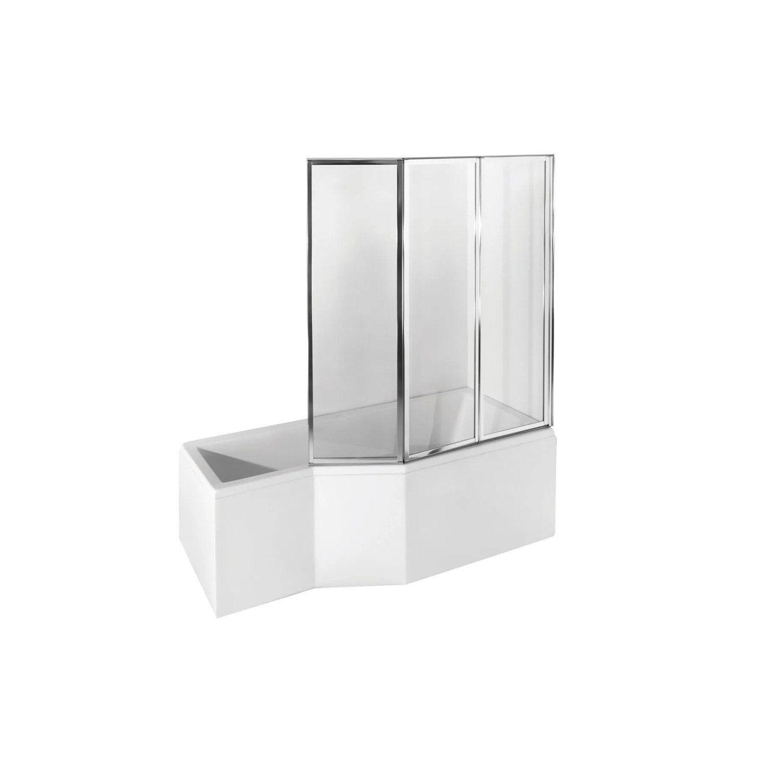 KOLMAN Wannenaufsatz 3-tlg. 130x140 cm ESG 4 mm Glas Silber