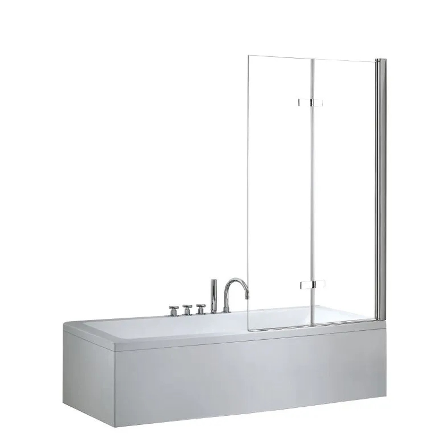 KOLMAN Badewannenaufsatz 2-teilig 100x145 cm ESG 6 mm Klarglas Silber