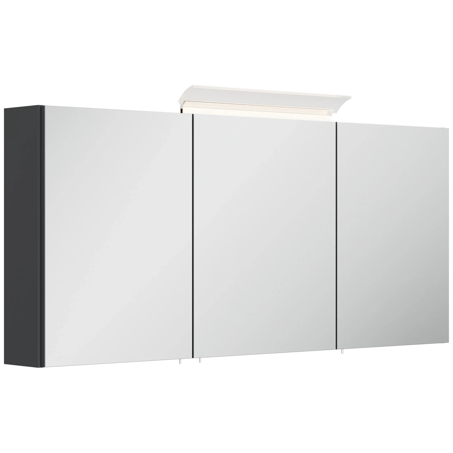 Posseik Spiegelschrank inkl. Design LED-Lampe u. Glasböden 140 cm Grafit