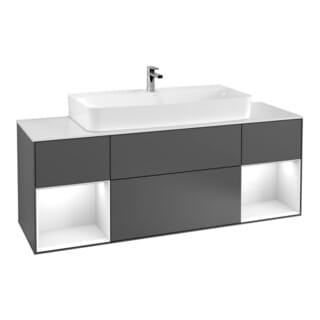 V&B Waschtischunterschrank Wandbeleuchtung Finion 160cm, Reg glo wh. Lac, Anthracite matt