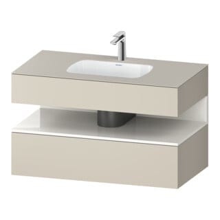 Duravit Einbauwaschtisch-Möbel-Set Qatego 100x55x60cm, w g/tau matt, Konsolen-Waschtischunterbau