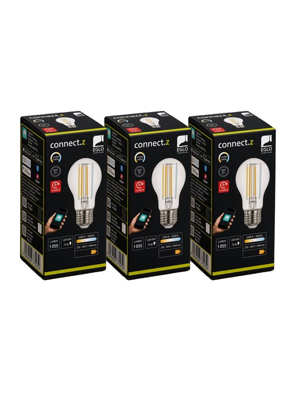 EGLO E27 LED-Z MATTER A60 RGBW 7.5W 806lm clear - 3 pack