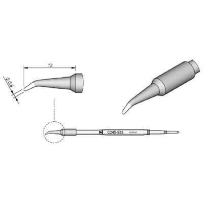 Lötspitze Serie C245, Rundform, C245935/ø0,8mm, gebogen