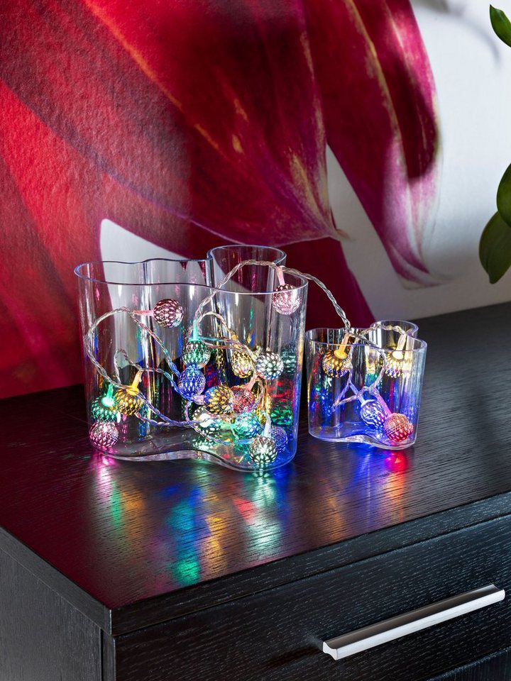 KONSTSMIDE LED-Lichterkette Weihnachtsdeko, 21-flammig, LED Dekolichterkette, silberfarbene Metallbälle, 21 bunte Dioden Bild 2