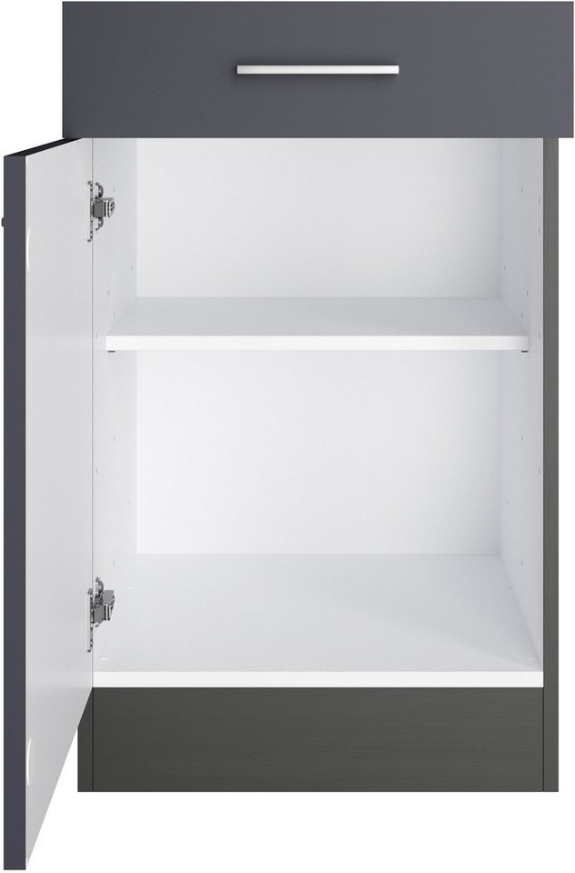 KOCHSTATION Unterschrank KS-Milan Unterschrank 50 cm, matte oder hochglänzende Fronten Bild 3
