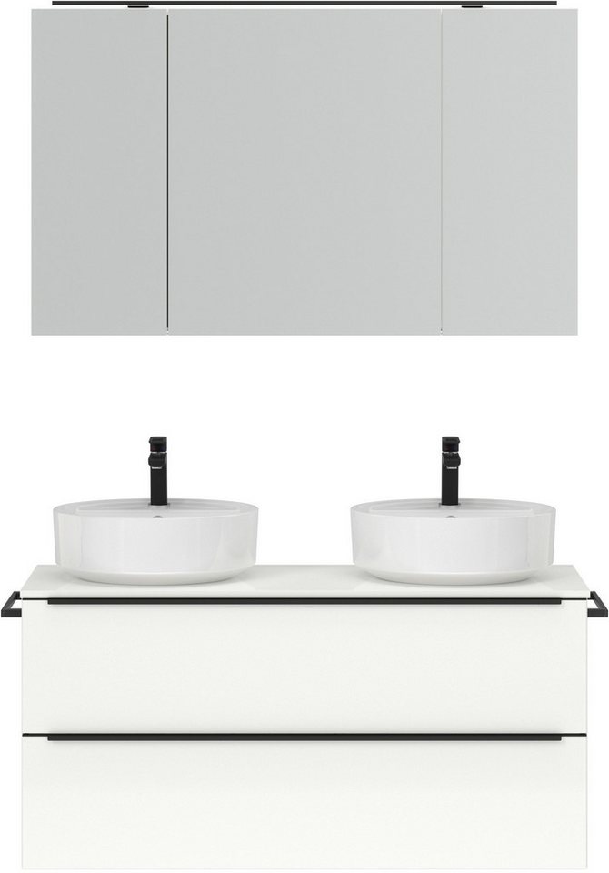 nobilia® Badmöbel-Set Alvene, (2-St., vormontiert, mit Soft-Close), inkl. Spiegelschrank mit Beleuchtung und Dimmerfunktion, in 4 Breiten Bild 4