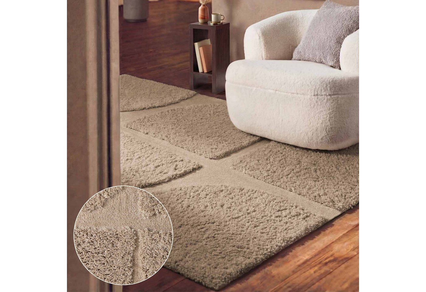 Ted Baker Hochflor-Teppich Jasper, auch in rund, rechteckig, Höhe: 25 mm, Hoch-Tief-Struktur, Weich, Shaggy, Modern, Wohnzimmer, Schlafzimmer