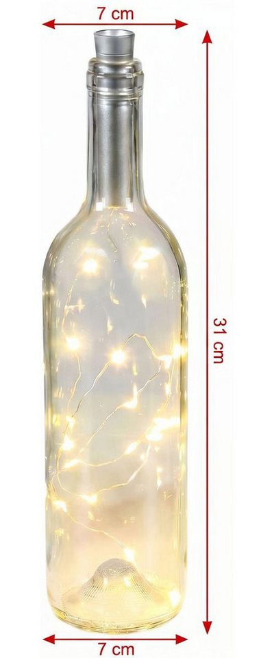 Ambiente Haus LED Außen-Tischleuchte Glasflasche mit LED-Licht 31cm, LED fest integriert, Warmweiß Bild 2