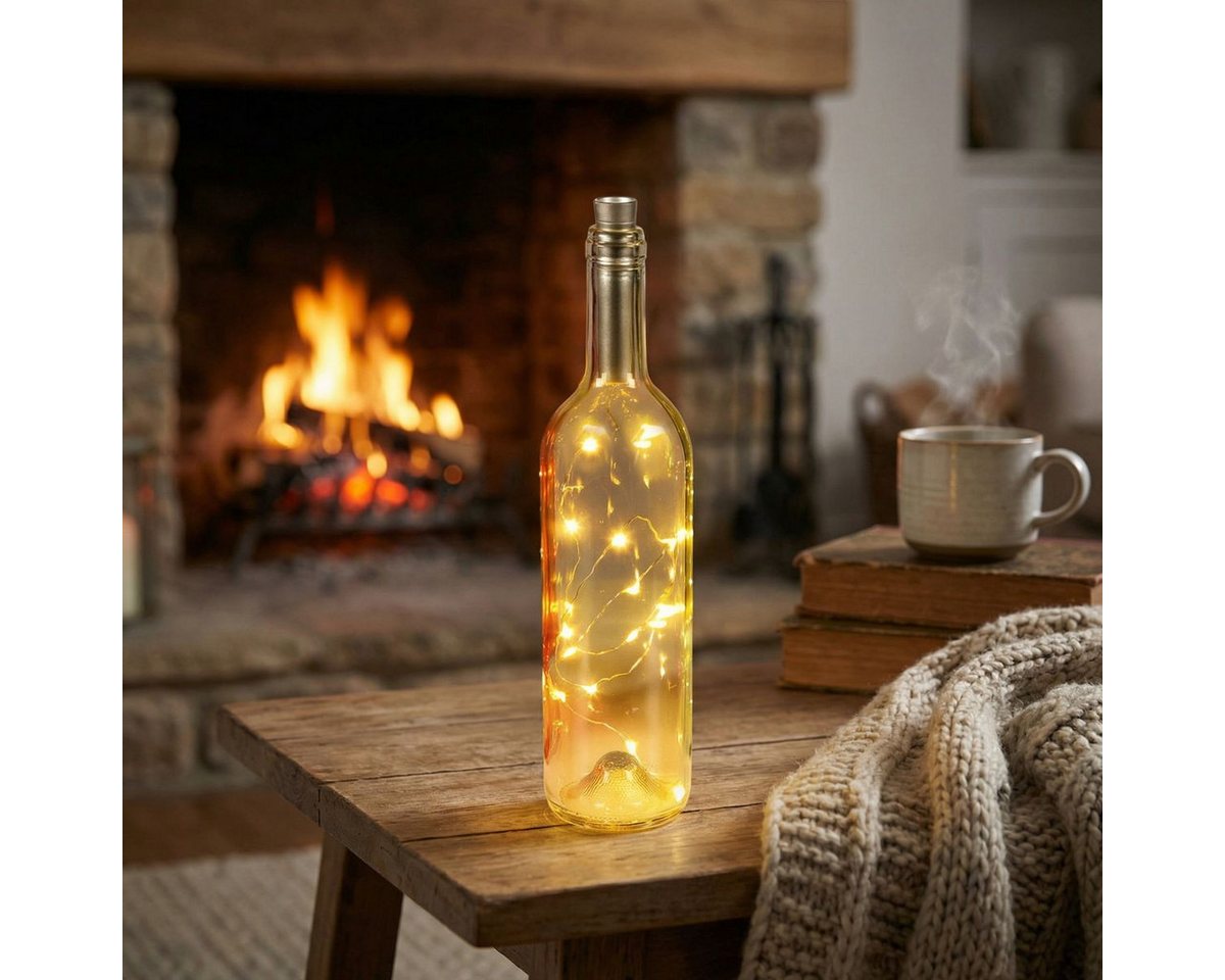 Ambiente Haus LED Außen-Tischleuchte Glasflasche mit LED-Licht 31cm, LED fest integriert, Warmweiß Bild 3