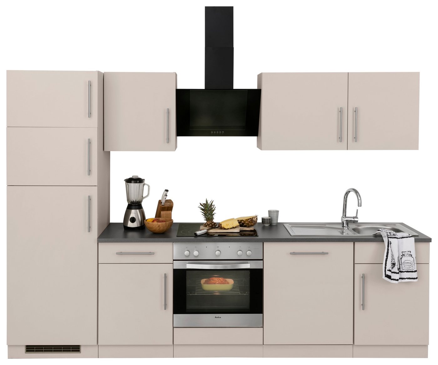 wiho Küchen Küchenzeile Cali, mit E-Geräten und Kühl-Gefrierkombination, Breite 280 cm Bild 2