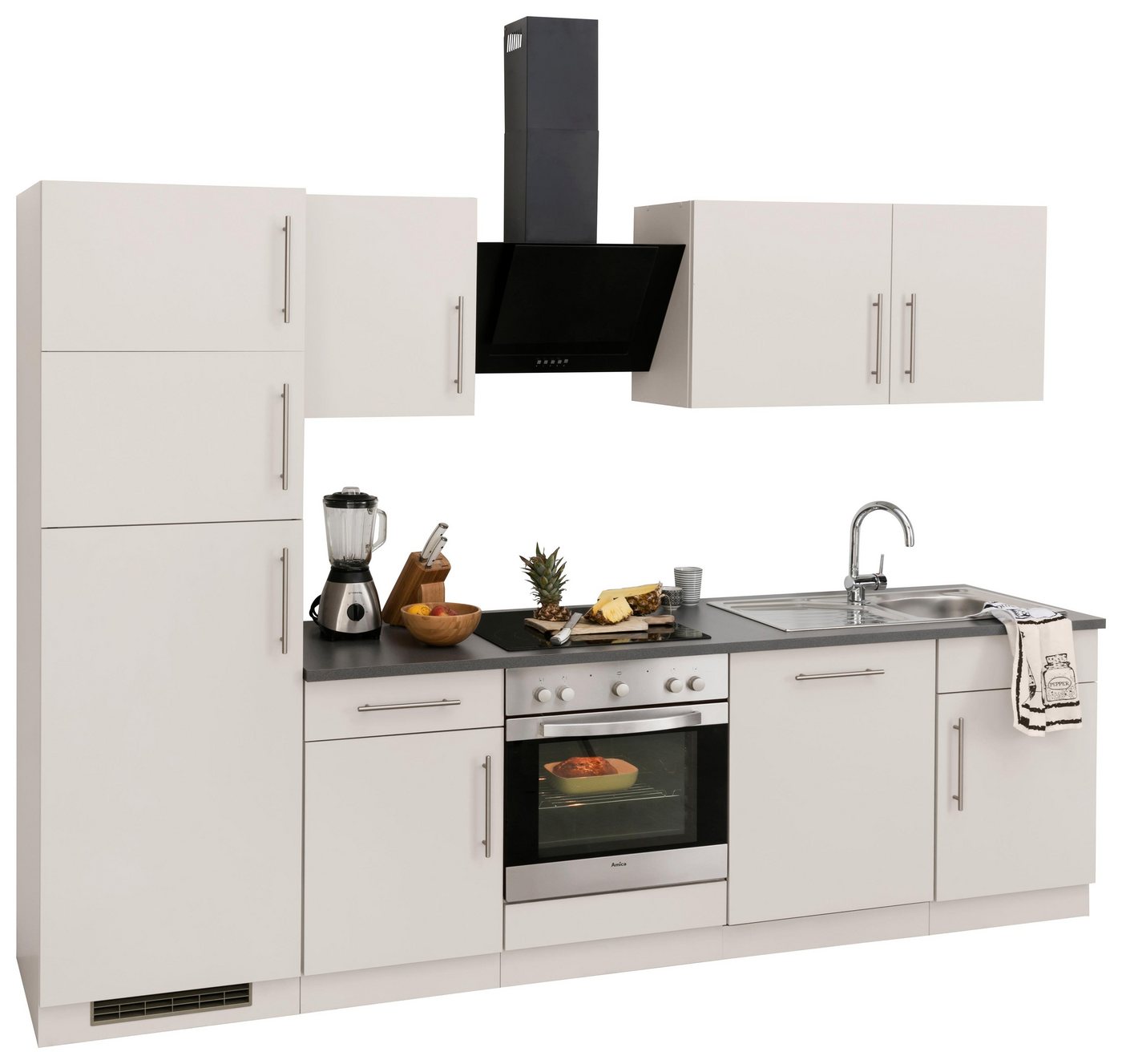 wiho Küchen Küchenzeile Cali, mit E-Geräten und Kühl-Gefrierkombination, Breite 280 cm Bild 3