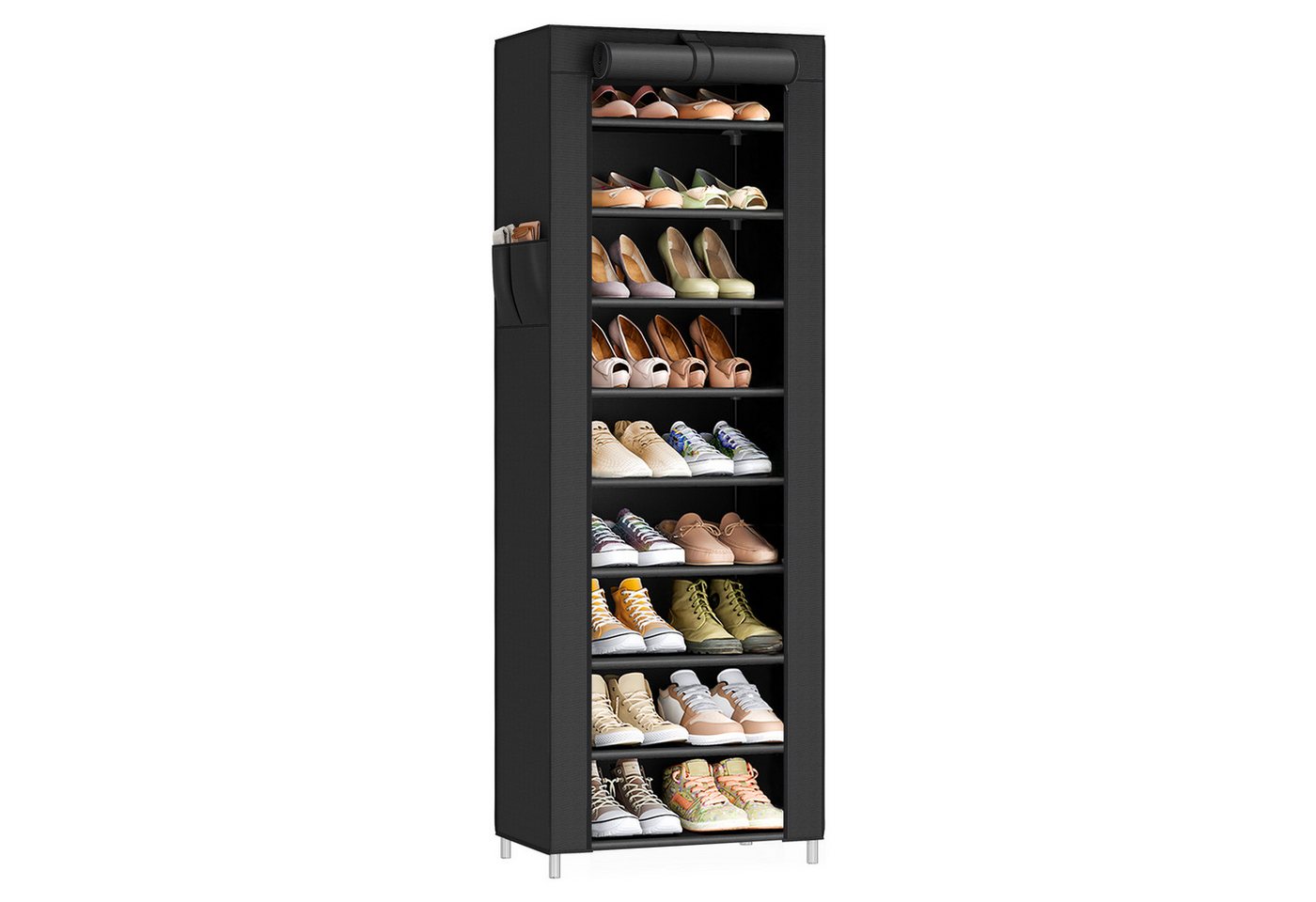 SONGMICS Schuhregal 10 Ebenen, Schuhschrank, Schuh-Organizer, für High Heels, Sportschuhe, 28x48x160 cm, Schuhaufbewahrung, staubdichtem Überzug, Metallgestell Bild 5