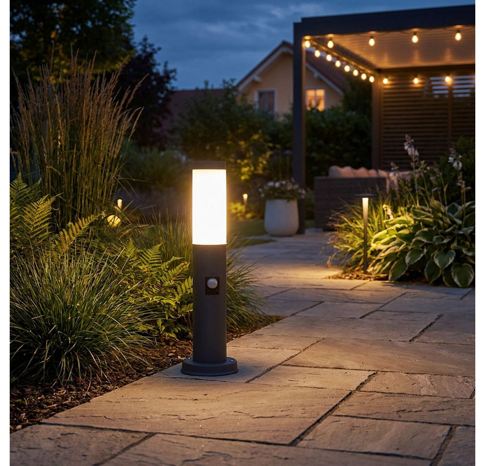 GLOBO LIGHTING LED Außen-Stehlampe, Leuchtmittel inklusive, Warmweiß, LED Außen Stehleuchte Gartenlampe Sockelleuchte mit Bewegungsmelder Bild 2
