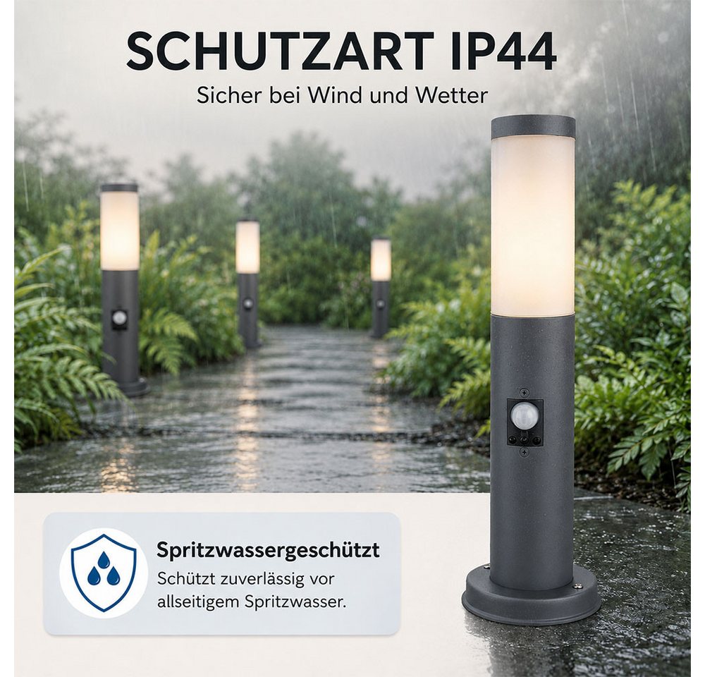 GLOBO LIGHTING LED Außen-Stehlampe, Leuchtmittel inklusive, Warmweiß, LED Außen Stehleuchte Gartenlampe Sockelleuchte mit Bewegungsmelder Bild 4
