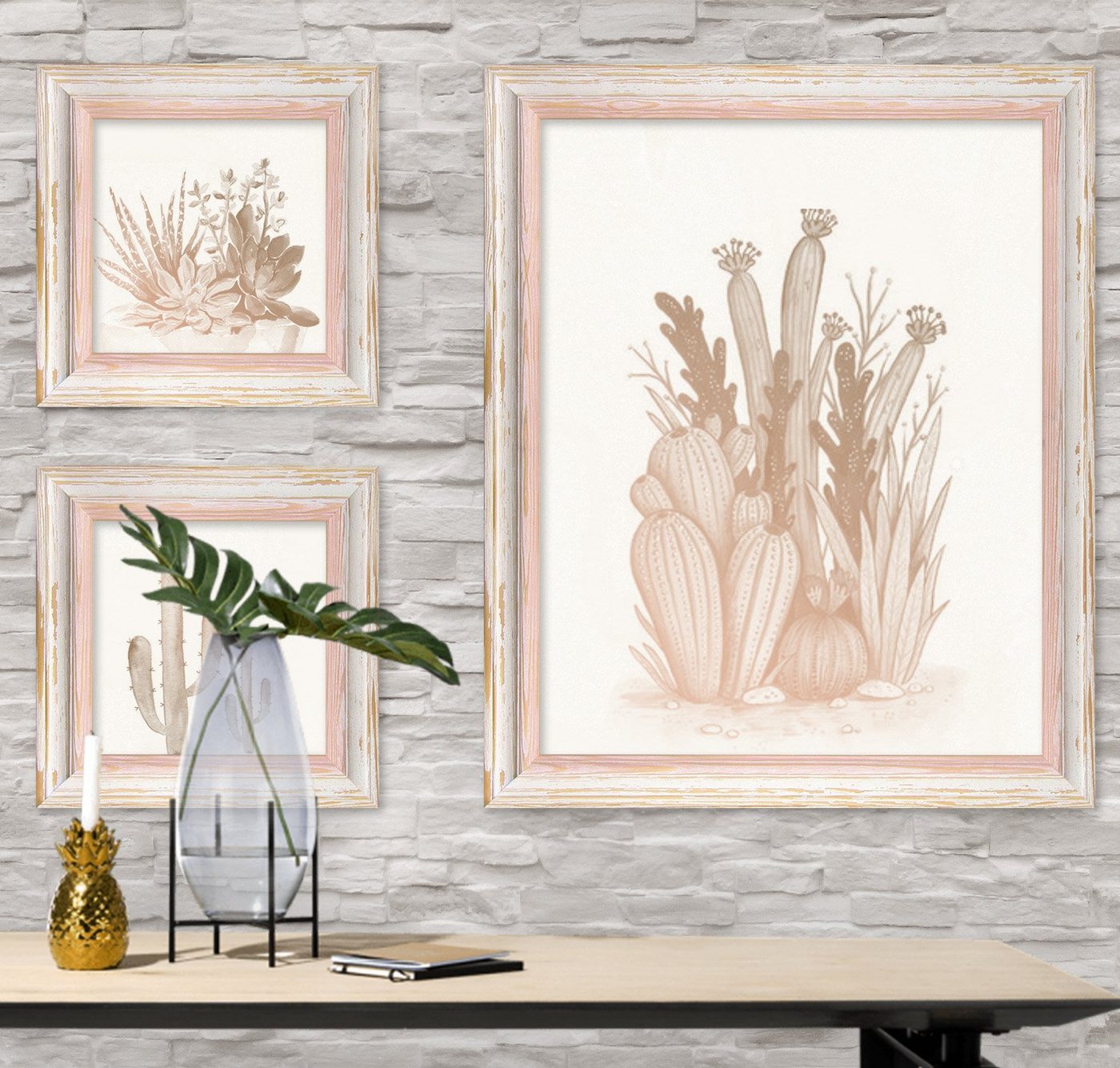 Einzelrahmen Bilderrahmen Amalfi, (1 Stück), 40x50 cm, Rosé Weiß Vintage, Holz Bild 2