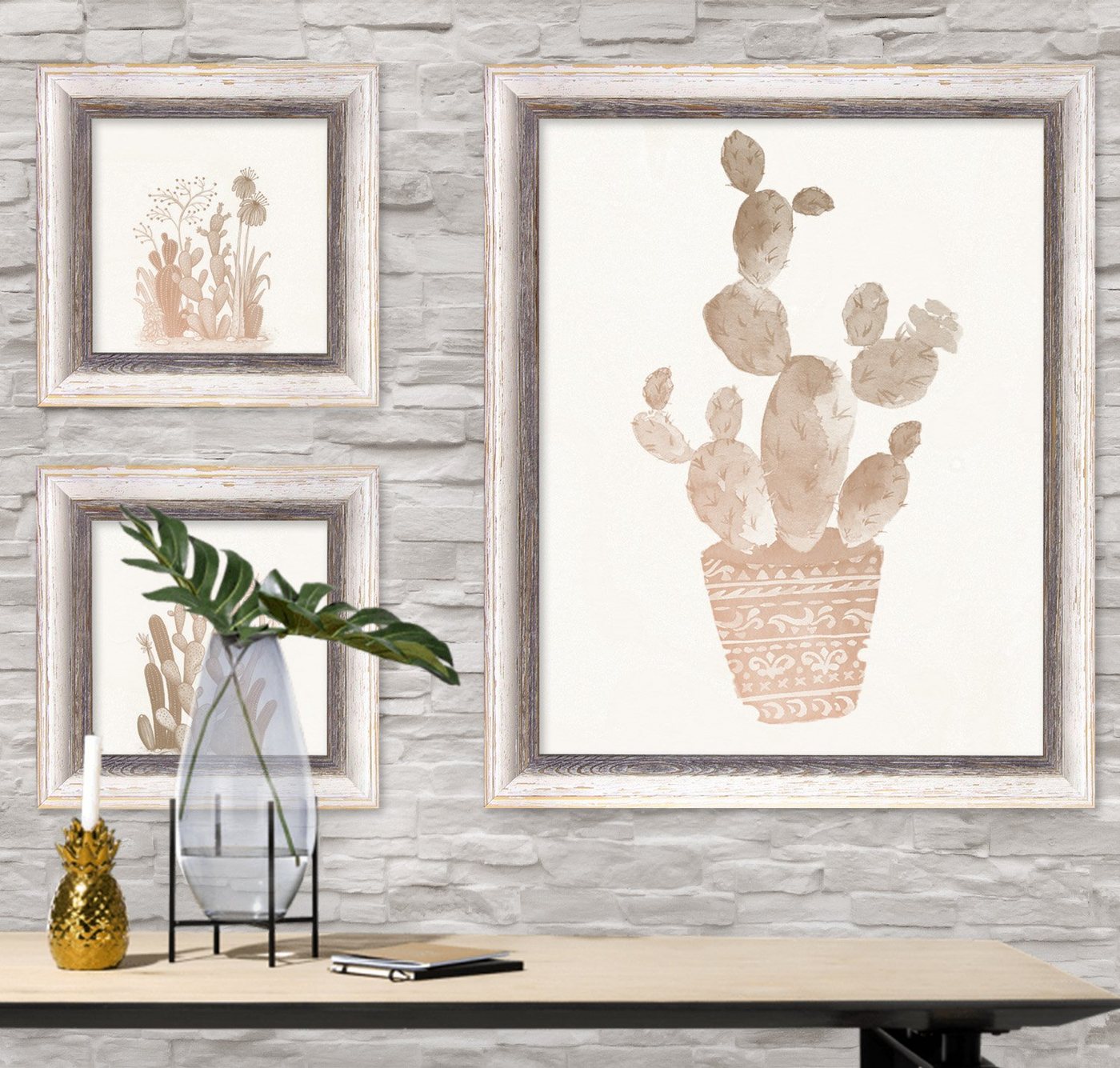 Einzelrahmen Bilderrahmen Amalfi, (1 Stück), 30x42 cm, Braun Weiß Vintage, Holz Bild 3