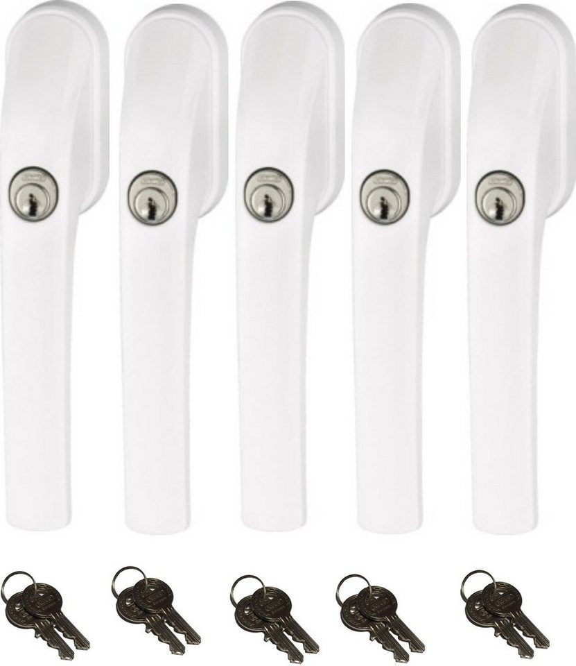 ABUS Fenstergriff Abus FG300 abschließbarer Fenstergriff weiß, silber, braun, 5er Set, abschließbar, Kindersicherung
