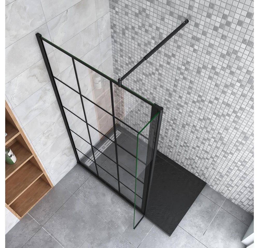 duschspa Duschwand 8mm Duschtrennwand Duschwand Glaswand Walk in Dusche mit Flipper-Panel, Einscheibensicherheitsglas, Sicherheitsglas, (Set), Nano Glas Bild 2