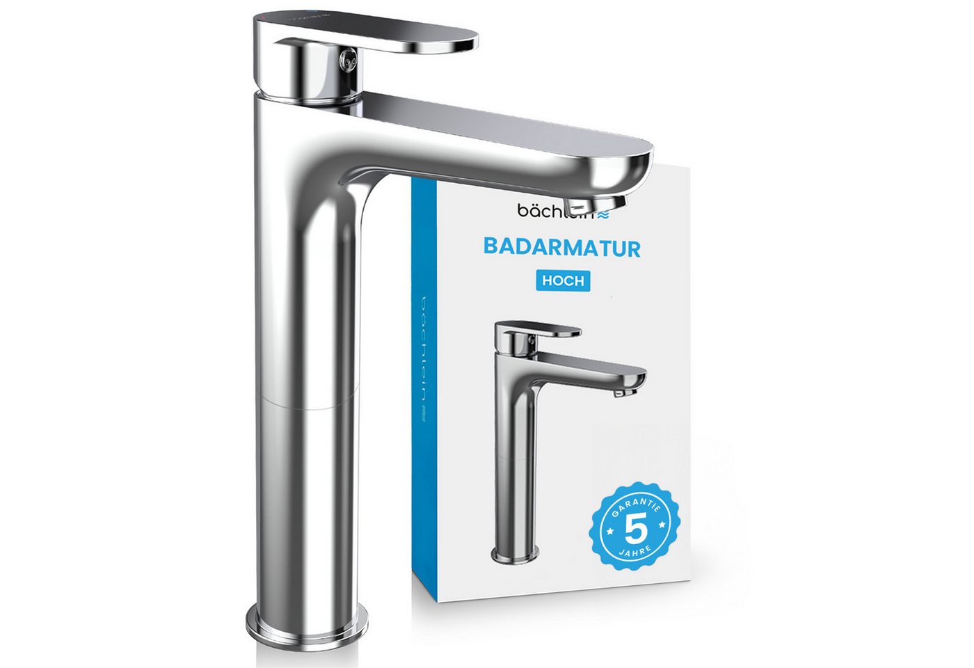 Bächlein Badarmatur Keila - hoch, minimalistisches Design - ideal für Aufsatzwaschbecken Bild 4