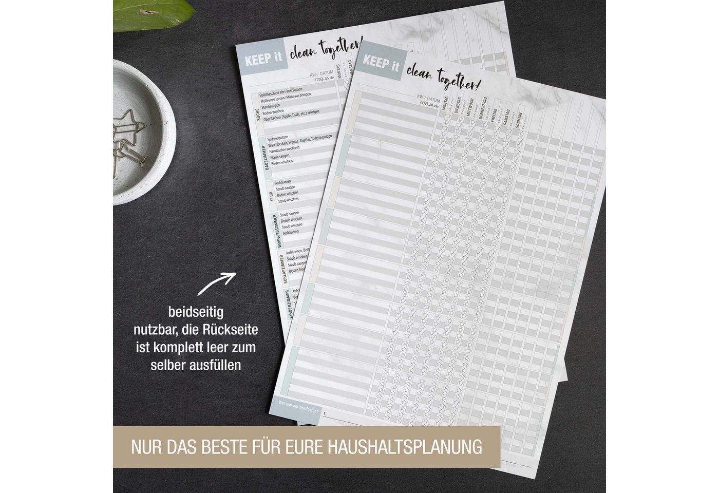 TOBJA Notizblock Haushaltsplaner A4 "Folie" Blatt wiederbeschreibbar + Stift, Haushalt Bild 2