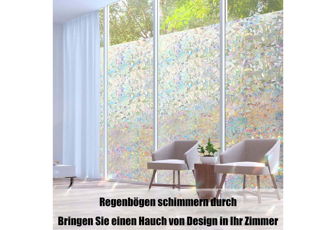 Coonoor Fensterfolie Selbsthaftend Blickdicht Sichtschutzfolie Fenster 3D Fensterfolie Bild 4