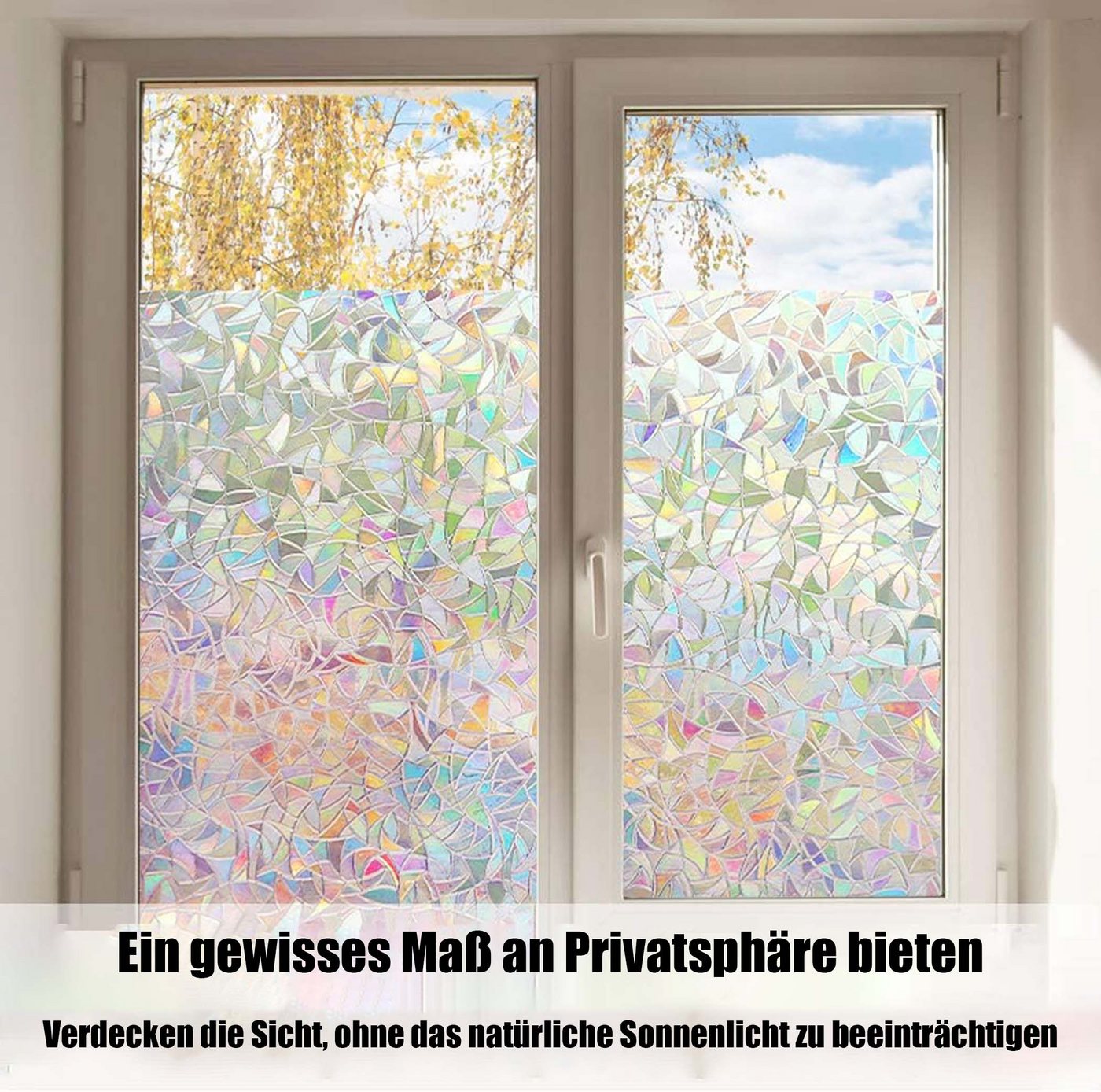 Coonoor Fensterfolie Selbsthaftend Blickdicht Sichtschutzfolie Fenster 3D Fensterfolie Bild 5