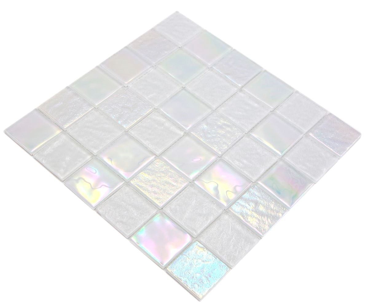 Mosani Mosaikfliesen Glas Mosaikfliese medio flip flop irisierend weiss mehrfarbig