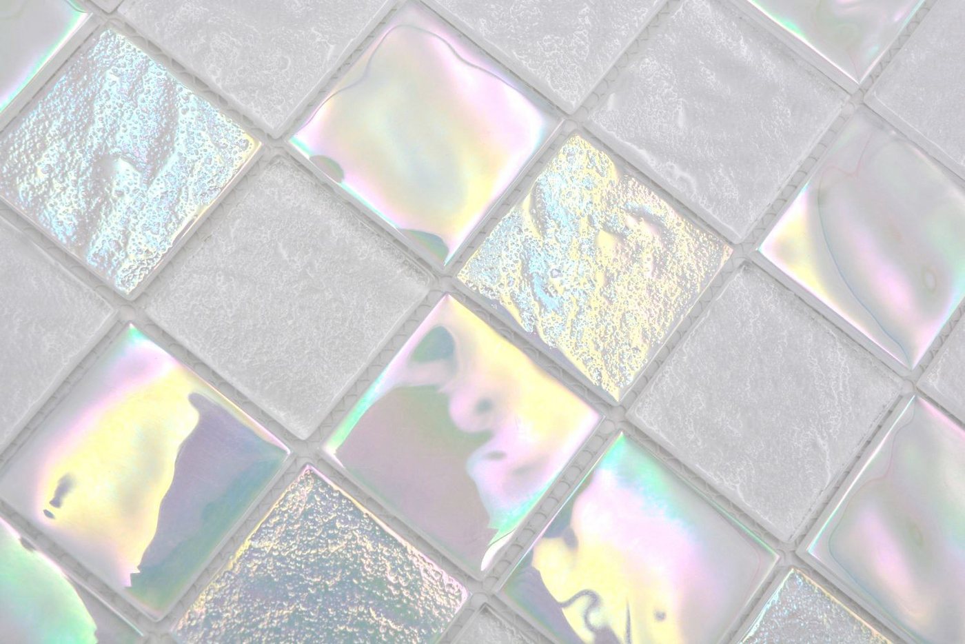 Mosani Mosaikfliesen Glas Mosaikfliese medio flip flop irisierend weiss mehrfarbig Bild 4