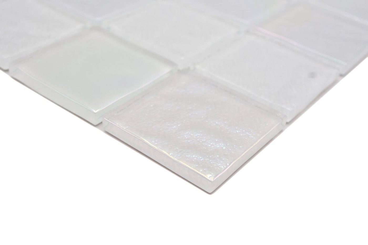 Mosani Mosaikfliesen Glas Mosaikfliese medio flip flop irisierend weiss mehrfarbig Bild 5