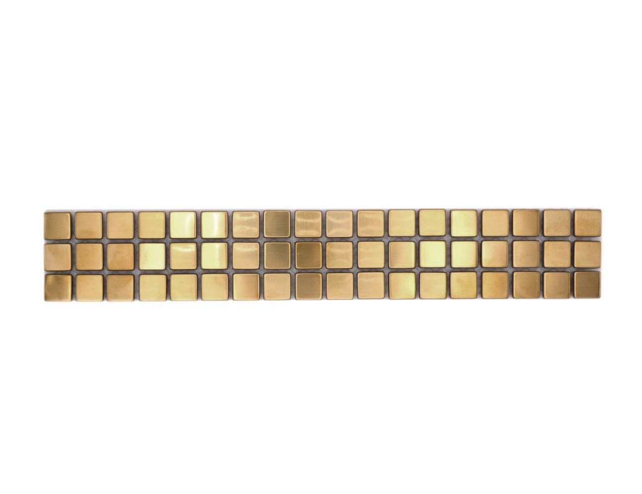 Mosani Fliesen-Bordüre Mosaik Borde Bordüre Gold Edelstahl leicht gebürstet
