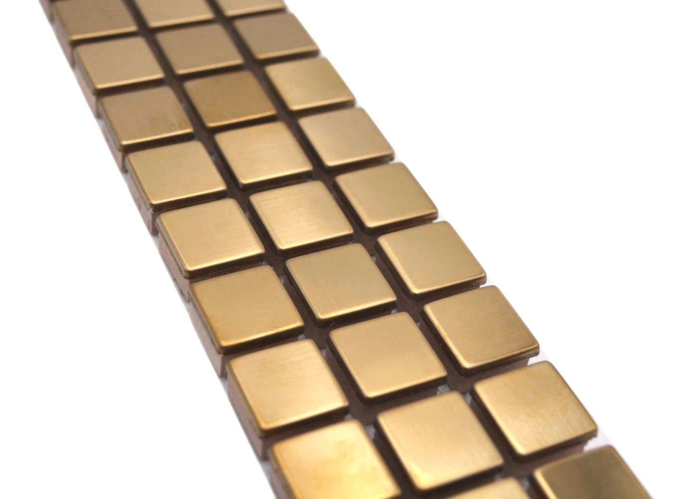 Mosani Fliesen-Bordüre Mosaik Borde Bordüre Gold Edelstahl leicht gebürstet Bild 3