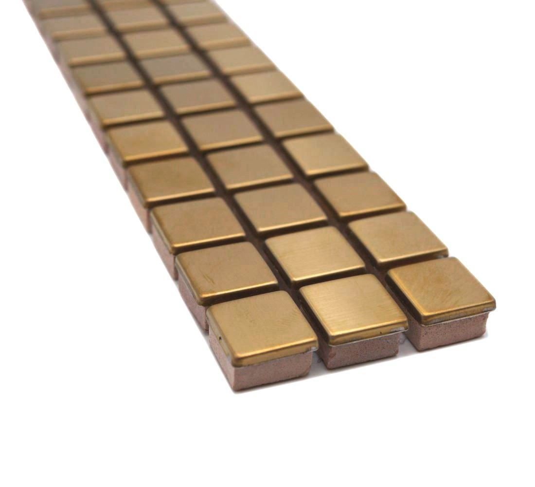 Mosani Fliesen-Bordüre Mosaik Borde Bordüre Gold Edelstahl leicht gebürstet Bild 4