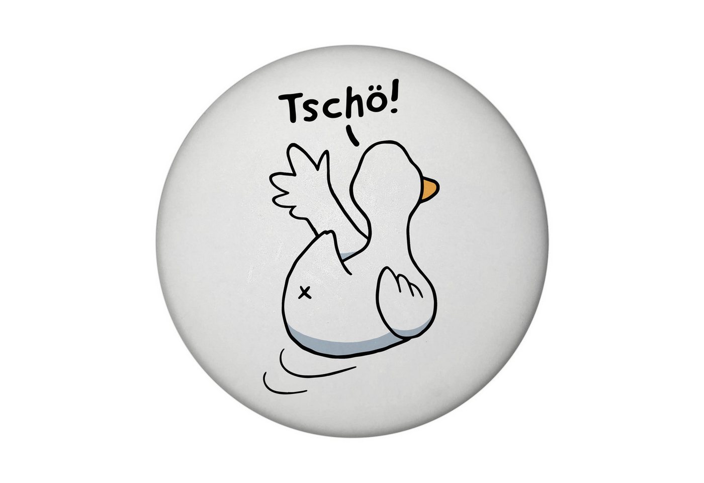 speecheese Magnet Ente winkt zum Abschied Magnet rund mit Spruch Tschö