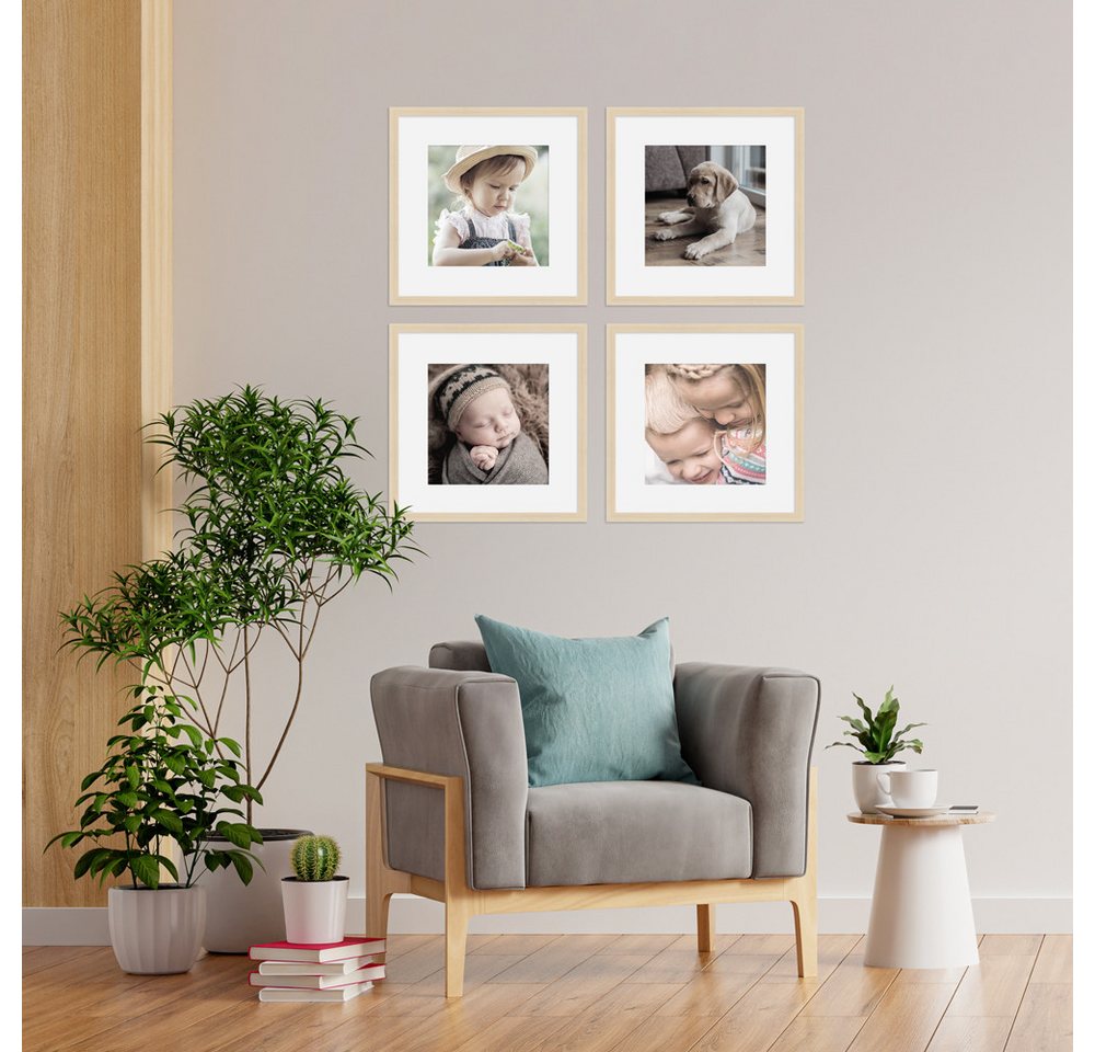WANDStyle Bilderrahmen-Set H950, für 4 Bilder, Natur-Optik, aus Massivholz im Stil Modern