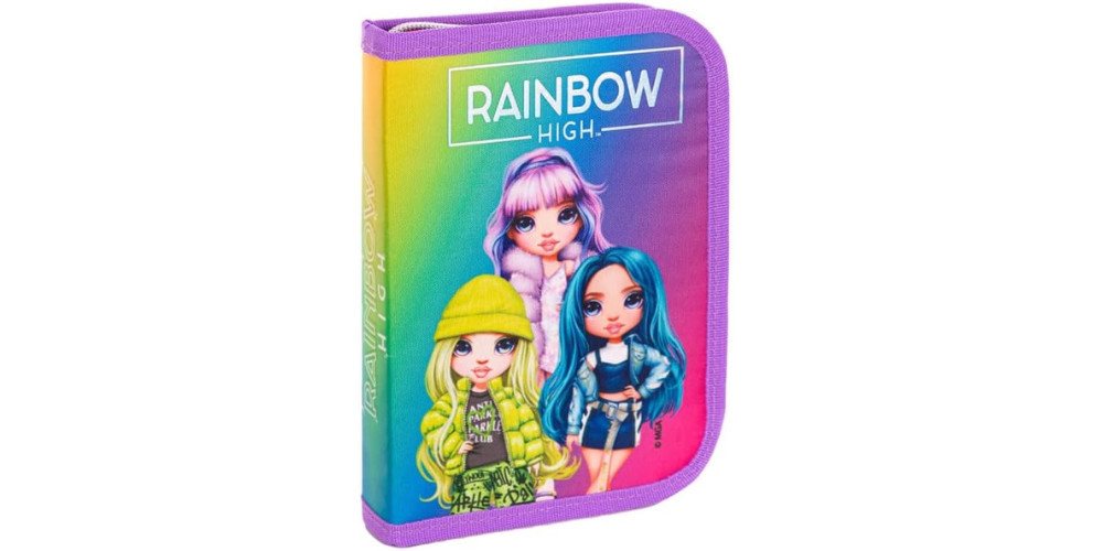 GOLDKIDS Federmäppchen Federmappe Federtasche Schüleretui Stiftetasche, (Schlamper-Etui Schul-Etui ohne Inhalt, 1-tlg., Rainbow High Silver Style Motiv), Motiv inkl Hausaufgabenheft Bild 2
