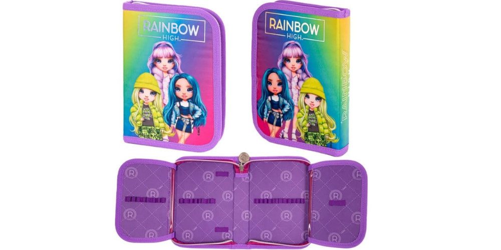 GOLDKIDS Federmäppchen Federmappe Federtasche Schüleretui Stiftetasche, (Schlamper-Etui Schul-Etui ohne Inhalt, 1-tlg., Rainbow High Silver Style Motiv), Motiv inkl Hausaufgabenheft Bild 3