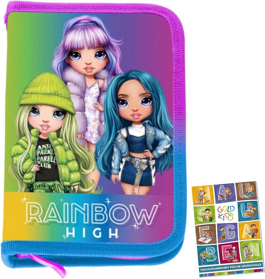 GOLDKIDS Federmäppchen Federmappe Federtasche Schüleretui Stiftetasche, (Schlamper-Etui Schul-Etui ohne Inhalt, 1-tlg., Rainbow High Silver Style Motiv), Motiv inkl Hausaufgabenheft Bild 5