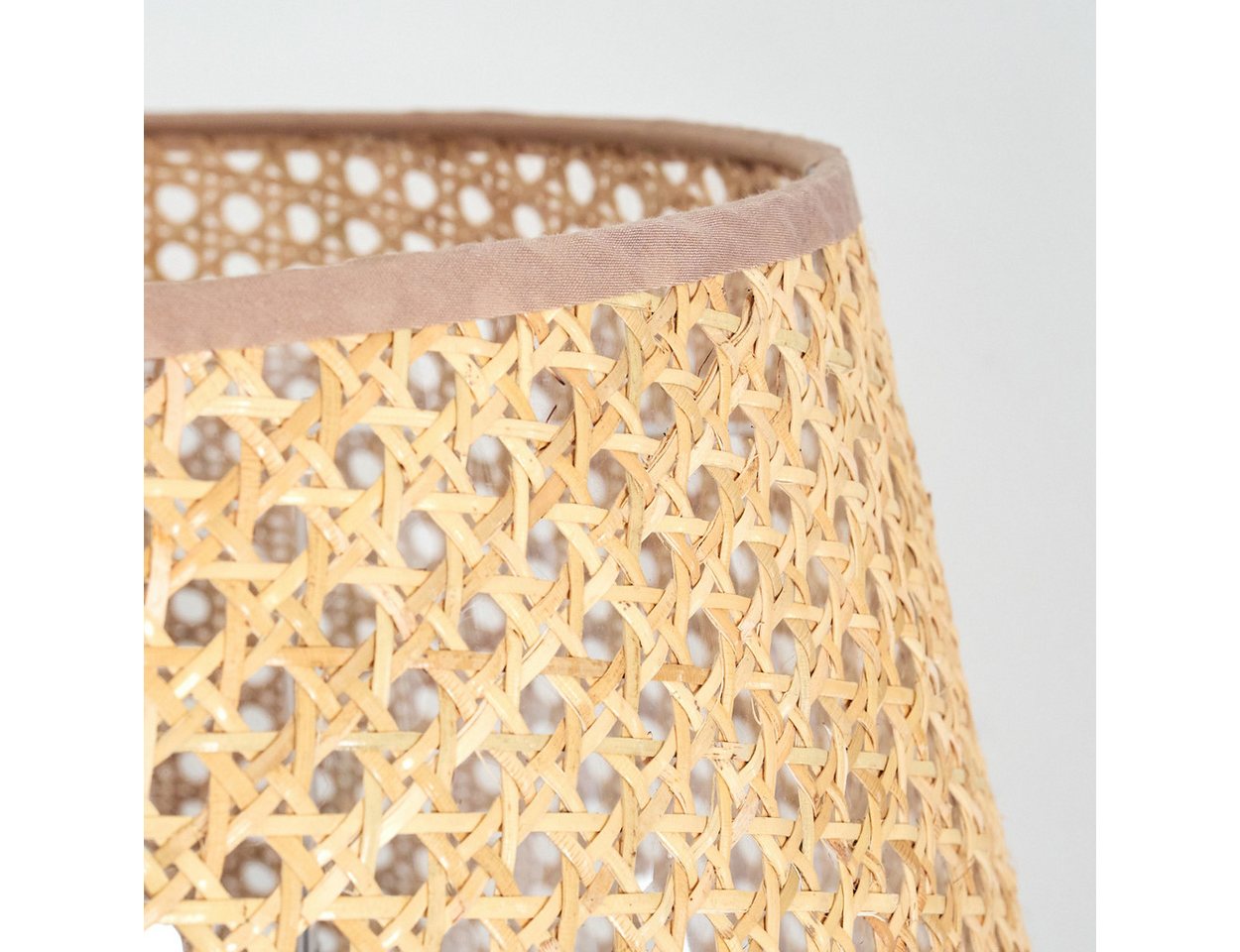 hofstein Stehlampe Stehlampe mit Holzfuß und Schirm aus Rattan/Wienergeflecht, ohne Leuchtmittel, Boho-Style, skandinavisches Design (45 cm), Fußschalter, 1 x E27 Bild 2